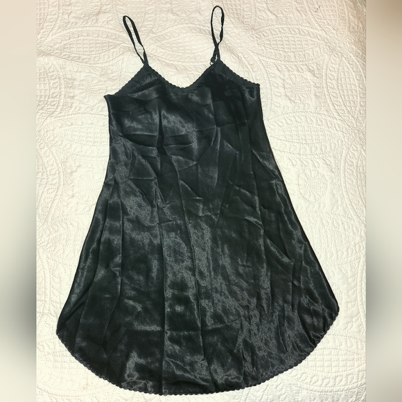 Vintage 1960s 1970s Black Satin Slipdress by Farr West - Picture 11 of 13